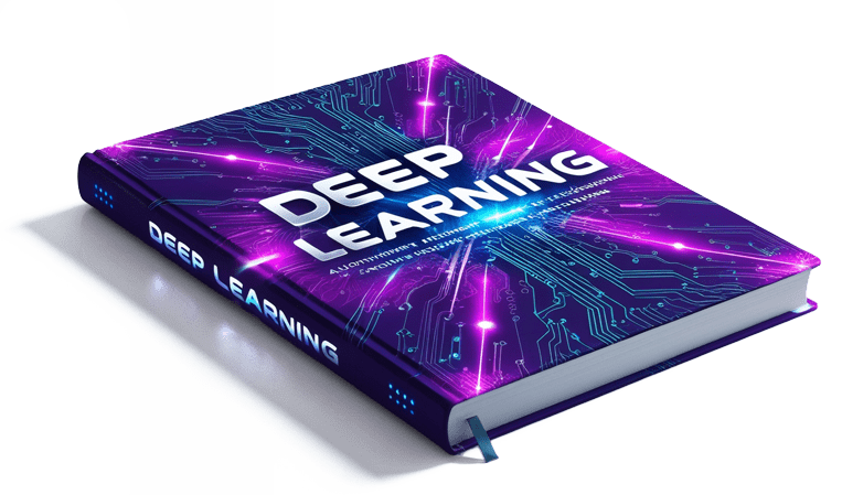 Un libro de Inteligencia Artificial, con la portada escrita con DEEP LEARNING
